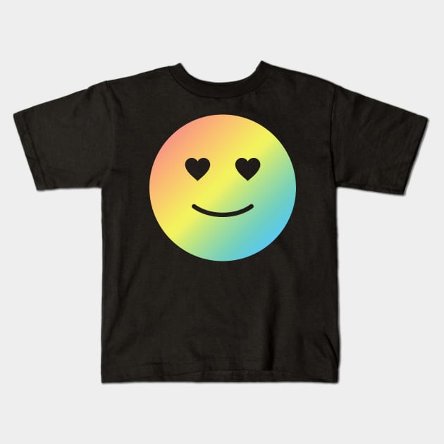 Rainbow Heart Smiley Kids T-Shirt by Shadowbyte91